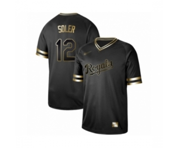 Men's Kansas City Royals #12 Jorge Soler Authentic Black Gold Fashion Baseball Jersey