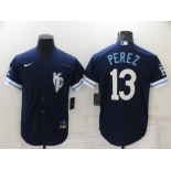 Men's Kansas City Royals #13 Salvador Perez 2022 Navy City Connect Cool Base Stitched Jersey