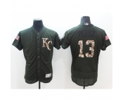 Men's Kansas City Royals #13 Salvador Perez Green Salute to Service Jersey