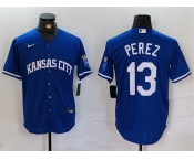 Men's Kansas City Royals #13 Salvador Perez Royal Cool Base Stitched Jersey