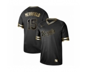 Men's Kansas City Royals #15 Whit Merrifield Authentic Black Gold Fashion Baseball Jersey