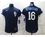 Men's Kansas City Royals #16 Andrew Benintendi 2022 Navy Blue City Connect Flex Base Stitched Jersey