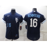 Men's Kansas City Royals #16 Andrew Benintendi Number 2022 Navy Blue City Connect Flex Base Stitched Jersey