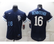 Men's Kansas City Royals #16 Andrew Benintendi Number 2022 Navy Blue City Connect Flex Base Stitched Jersey