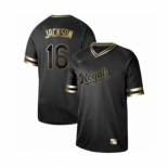 Men's Kansas City Royals #16 Bo Jackson Authentic Black Gold Fashion Baseball Jersey