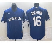 Men's Kansas City Royals #16 Bo Jackson Navy Cool Base Stitched Baseball Jersey