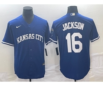 Men's Kansas City Royals #16 Bo Jackson Navy Cool Base Stitched Baseball Jersey