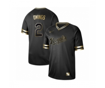 Men's Kansas City Royals #2 Chris Owings Authentic Black Gold Fashion Baseball Jersey