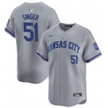 Men's Kansas City Royals #51 Brady Singer Gray Away Stitched Baseball Jersey