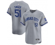 Men's Kansas City Royals #51 Brady Singer Gray Away Stitched Baseball Jersey