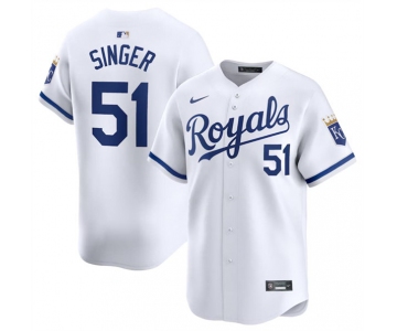 Men's Kansas City Royals #51 Brady Singer White 2024 Home Stitched Baseball Jersey