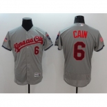 Men's Kansas City Royals #6 Lorenzo Cain Majestic Gray Fashion Stars & Stripes FlexBase Player Jersey