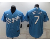 Men's Kansas City Royals #7 Bobby Witt Jr Light Blue Cool Base Stitched MLB Jersey