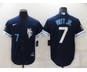 Men's Kansas City Royals #7 Bobby Witt Jr. Number 2022 Navy City Connect Cool Base Stitched Jersey