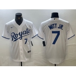 Men's Kansas City Royals #7 Bobby Witt Jr Number White Cool Base Stitched MLB Jersey