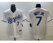 Men's Kansas City Royals #7 Bobby Witt Jr Number White Cool Base Stitched MLB Jersey