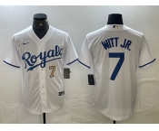 Men's Kansas City Royals #7 Bobby Witt Jr Number White Cool Base Stitched MLB Jerseys