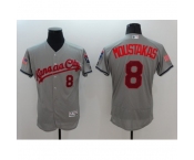 Men's Kansas City Royals #8 Mike Moustakas Gray Fashion Stars & Stripes FlexBase Player Jersey