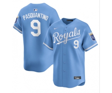 Men's Kansas City Royals #9 Vinnie Pasquantino Light Blue 2024 Alternate Limited Stitched Baseball Jersey