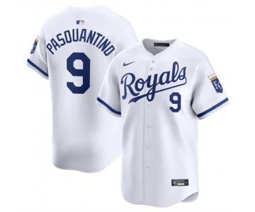 Men's Kansas City Royals #9 Vinnie Pasquantino White 2024 Home Limited Stitched Baseball Jersey