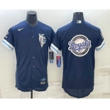 Men's Kansas City Royals Big Logo 2022 Navy Blue City Connect Flex Base Stitched Jerseys