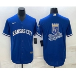 Men's Kansas City Royals Big Logo Blue 2022 City Connect Cool Base Stitched Jersey