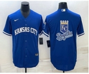 Men's Kansas City Royals Big Logo Blue 2022 City Connect Cool Base Stitched Jersey