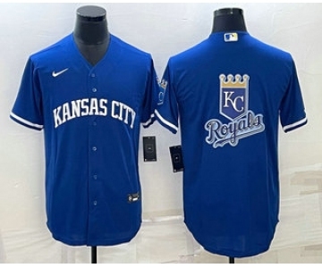 Men's Kansas City Royals Big Logo Blue 2022 City Connect Cool Base Stitched Jersey