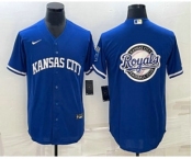 Men's Kansas City Royals Big Logo Blue 2022 City Connect Cool Base Stitched Jerseys