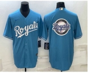 Men's Kansas City Royals Big Logo Blue Stitched MLB Cool Base Nike Jersey