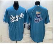 Men's Kansas City Royals Big Logo Blue Stitched MLB Cool Base Nike Jerseys