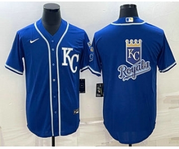 Men's Kansas City Royals Big Logo Light Blue Stitched MLB Cool Base Nike Jerseys