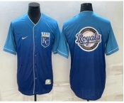 Men's Kansas City Royals Big Logo Nike Blue Fade Stitched Jersey