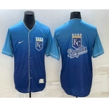 Men's Kansas City Royals Big Logo Nike Blue Fade Stitched Jerseys