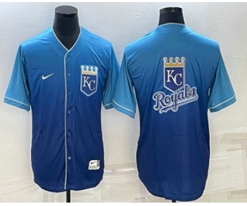 Men's Kansas City Royals Big Logo Nike Blue Fade Stitched Jerseys