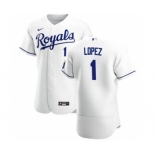 Men's  Nike Kansas City Royals #1 Nicky Lopez White Home 2020 Authentic Player Baseball Jersey