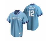 Men's Nike Kansas City Royals #12 Jorge Soler Light Blue Cooperstown Collection Road Stitched Baseball Jersey