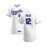 Men's  Nike Kansas City Royals #12 Jorge Soler White Home 2020 Authentic Player Baseball Jersey