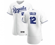 Men's  Nike Kansas City Royals #12 Jorge Soler White Home 2020 Authentic Player Baseball Jersey