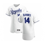 Men's  Nike Kansas City Royals #14 Edward Olivares White Home 2020 Authentic Player Baseball Jersey