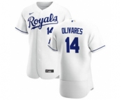 Men's  Nike Kansas City Royals #14 Edward Olivares White Home 2020 Authentic Player Baseball Jersey