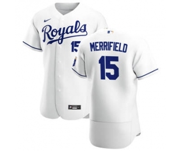 Men's  Nike Kansas City Royals #15 Whit Merrifield White Home 2020 Authentic Player Baseball Jersey