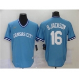 Men's  Nike Kansas City Royals #16 Bo Jackson 2020 Light Blue Cooperstown Collection Baseball Player Jersey