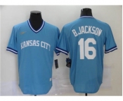 Men's  Nike Kansas City Royals #16 Bo Jackson 2020 Light Blue Cooperstown Collection Baseball Player Jersey