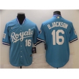 Men's  Nike Kansas City Royals #16 Bo Jackson Light Blue Stitched Baseball Jersey