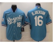 Men's  Nike Kansas City Royals #16 Bo Jackson Light Blue Stitched Baseball Jersey