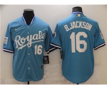 Men's  Nike Kansas City Royals #16 Bo Jackson Light Blue Stitched Baseball Jersey