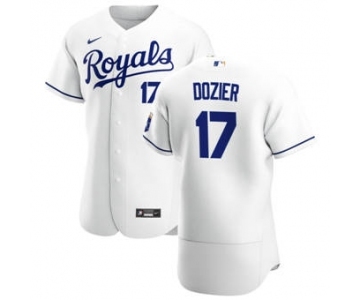 Men's  Nike Kansas City Royals #17 Hunter Dozier White Home 2020 Authentic Player Baseball Jersey