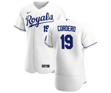 Men's  Nike Kansas City Royals #19 Franchy Cordero White Home 2020 Authentic Player Baseball Jersey