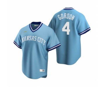 Men's Nike Kansas City Royals #4 Alex Gordon Light Blue Cooperstown Collection Road Stitched Baseball Jersey